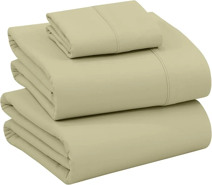 Unique RUVANTI Cotton Sheets – Twin XL Size Percale Bedding Cooling amp Breathable Durable with a Crisp Soft amp Comfortable Feel 16 quot Deep Pocket 3-Piece Set Sage Green High-Performance