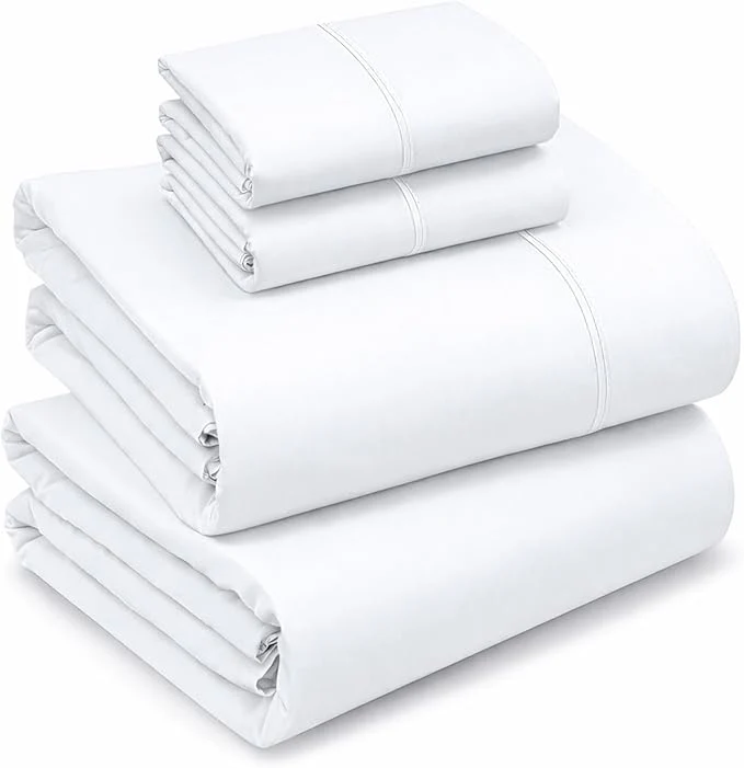 Sustainable RUVANTI Cotton Sheets – California King Percale Bedding Cooling amp Breathable Durable with a Crisp Soft amp Comfortable Feel 14 quot Deep Pocket 4-Piece Set Bright White Refined