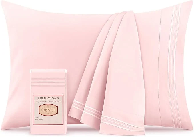 Fast Mellanni Pillow Cases – Luxury Extra Soft Cooling Pillow Covers – 2 PC Iconic Collection Pillowcases – Envelope Closure Standard Queen 20 quot x 30 quot Blush Pink Enhanced