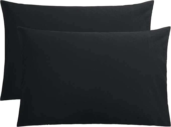 Relaxed FLXXIE Pillow Cases Queen Soft Microfiber Pillow Covers with Envelope Closure Wrinkle Resistant Pillowcases 2 Piece Set 20×30 Black Selected