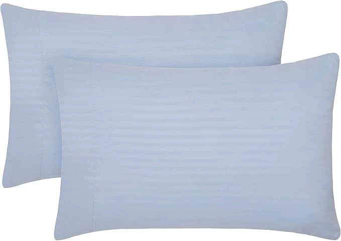Reliable Mellanni Pillow Cases – Luxury Extra Soft Cooling Pillow Covers – 2 PC Iconic Collection Pillowcases – Envelope Closure Standard Queen 20 quot x 30 quot Striped Light Blue Sophisticated