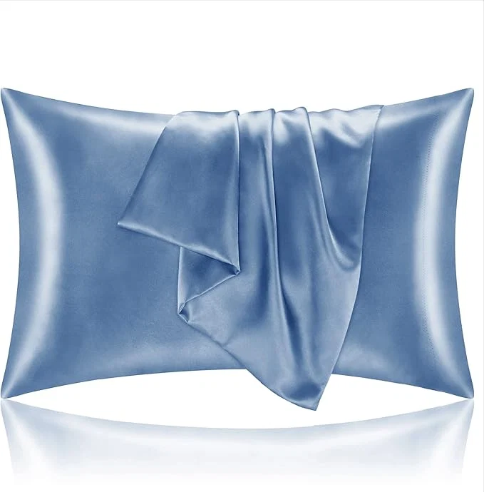Fine BEDELITE Satin Pillowcase for Hair and Skin Super Soft and Cooling Similar to Silk Pillow Cases 2 Pack with Envelope Closure Gift for Women Men 20 quot x36 quot King Size Airy Blue Selected