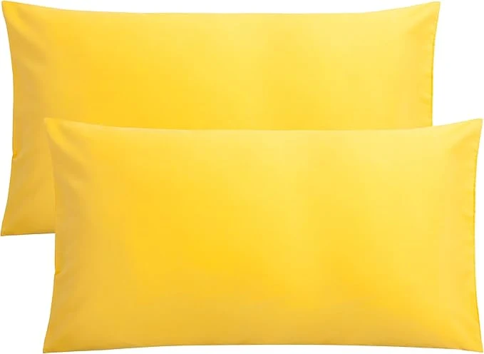Original FLXXIE King Pillow Cases Set of 2 Soft Microfiber Pillow Covers with Envelope Closure Wrinkle Fade and Stain Resistant Pillowcases 20×36 Yellow Classic
