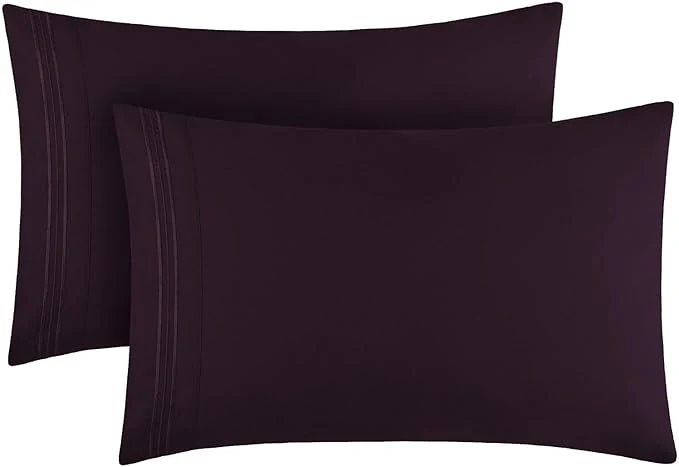 First-Class Mellanni Pillow Cases – Luxury Extra Soft Cooling Pillow Covers – 2 PC Iconic Collection Pillowcases – Envelope Closure King 20 quot x 40 quot Purple Durable
