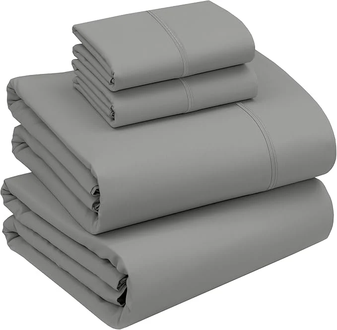 Fine Crafted RUVANTI Cotton Sheets – King Size Percale Bedding Cooling amp Breathable Durable with a Crisp Soft amp Comfortable Feel 16 quot Deep Pocket 4-Piece Set Mist Grey Healthy