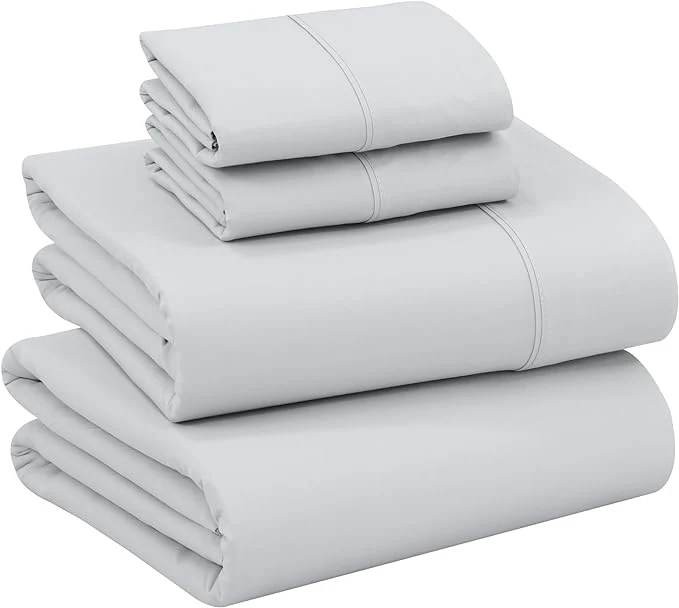 Smooth RUVANTI Cotton Sheets – Queen Size Percale Bedding Cooling amp Breathable Durable with a Crisp Soft amp Comfortable Feel 16 quot Deep Pocket 4-Piece Set Quiet Gray Trusted