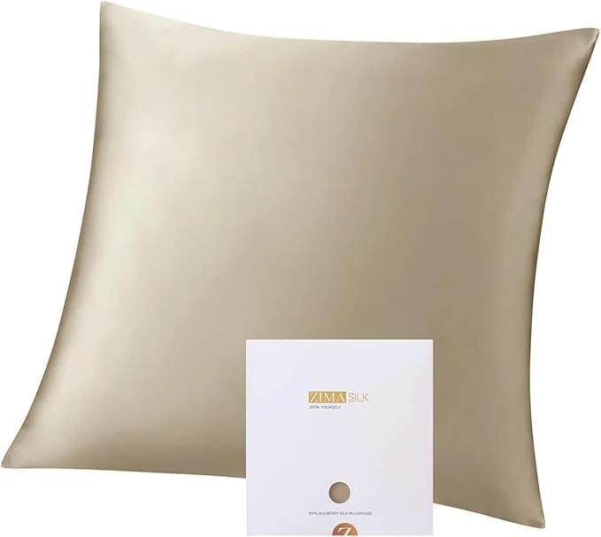 ZIMASILK Pure Mulberry Silk Pillow Cases for Hair and Skin Soft Hypoallergenic amp Smooth Both Sides Grade 6A Silk with Hidden Zipper Gift for Women Men 1pc Throw 18 39 39 x18 39 39 Taupe Organic