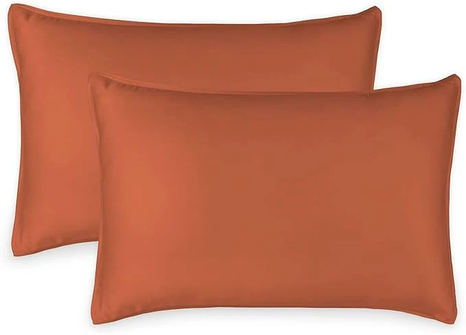 Expertly Made King Pillowcases by Pure Bamboo Organic Viscose Derived from Bamboo Luxuriously Soft amp Cooling Double Stitching Envelope Closure 2 King Pillowcases Terracotta Natural