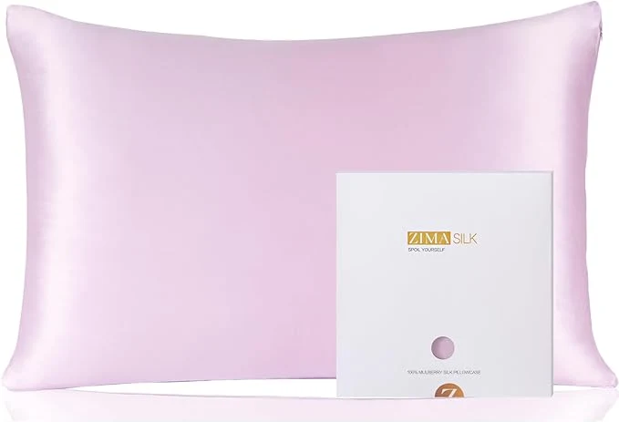 Proven ZIMASILK Pure Mulberry Silk Pillowcase for Hair and Skin Health Soft and Smooth Both Sides Premium Grade 6A Silk 600 Thread Count with Hidden Zipper 1pc Queen 20 39 39 x30 39 39 Light Purple Contemporary