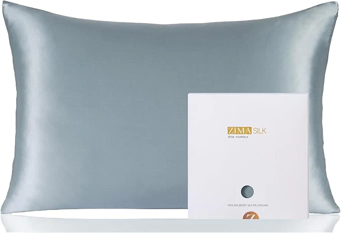 Durable ZIMASILK Pure Mulberry Silk Pillowcase for Hair and Skin Health Soft and Smooth Both Sides Premium Grade 6A Silk 600 Thread Count with Hidden Zipper 1pc King 20 39 39 x36 39 39 Dusty Blue Original Design