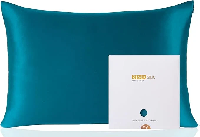 Advanced ZIMASILK Pure Mulberry Silk Pillowcase for Hair and Skin Health Soft and Smooth Both Sides Premium Grade 6A Silk 600 Thread Count with Hidden Zipper 1pc Queen 20 39 39 x30 39 39 Turquoise Crafted