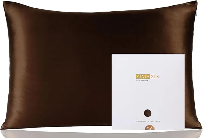 Unique ZIMASILK Pure Mulberry Silk Pillowcase for Hair and Skin Health Soft and Smooth Both Sides Premium Grade 6A Silk 600 Thread Count with Hidden Zipper 1pc Standard 20 39 39 x26 39 39 Chocolate Reliable