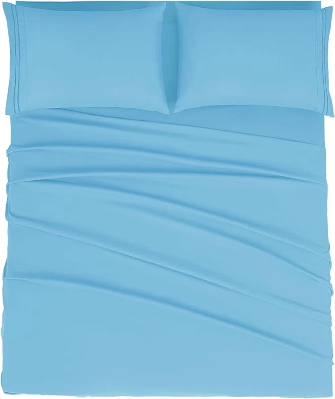 Easy-to-Use Mejoroom Queen Size Sheet Set – Hotel Luxury 1800 Bedding Sheets amp Pillowcases – Deep Pocket Fitted Sheet Soft Breathable Wrinkle amp Fade Resistant – 4 Piece Queen Denim Blue Reliable