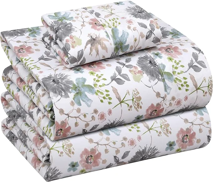 Responsible RUVANTI Cotton Sheets – Twin XL Size Percale Bedding Cooling amp Breathable Floral Design Durable with a Crisp Soft amp Comfortable Feel 16 quot Deep Pocket 3-Piece Set Dandelion Field Professional