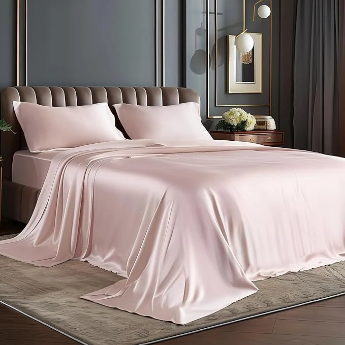 Artisan BEDELITE Satin Sheets Twin Size Bed Set Luxury Soft Pink Silky Sheets for Hair and Skin Similar to Silk Bed Sheets Set 3 Pieces with 1 Deep Pocket Fitted Sheet 1 Flat Sheet and 1 Pillowcase Dependable