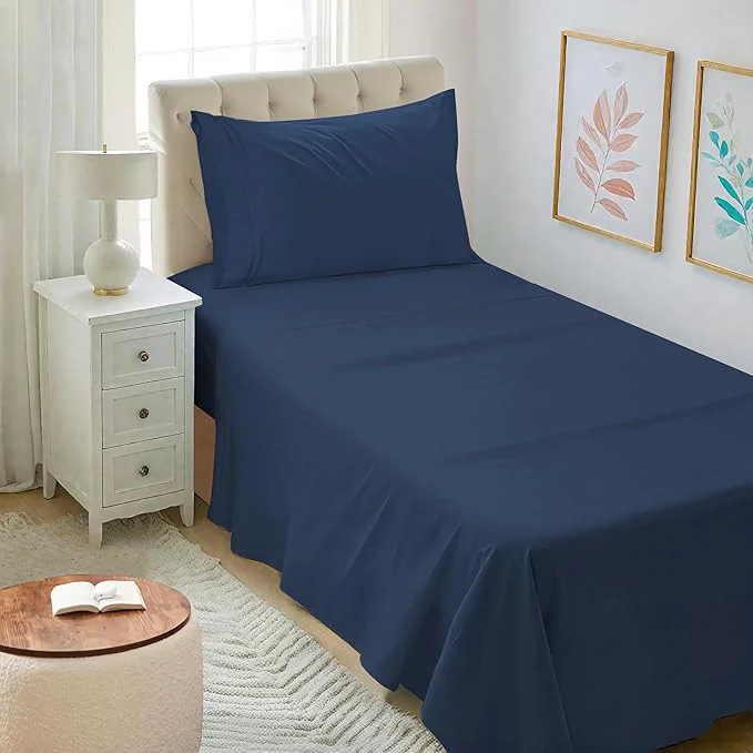 Solid Mejoroom Twin XL Sheet Set – Hotel Luxury Microfiber Sheet amp Pillowcase Sets Fits College Dorm Room Mattress – Soft Breathable Wrinkle amp Fade Resistant – 3 Piece Navy Trusted