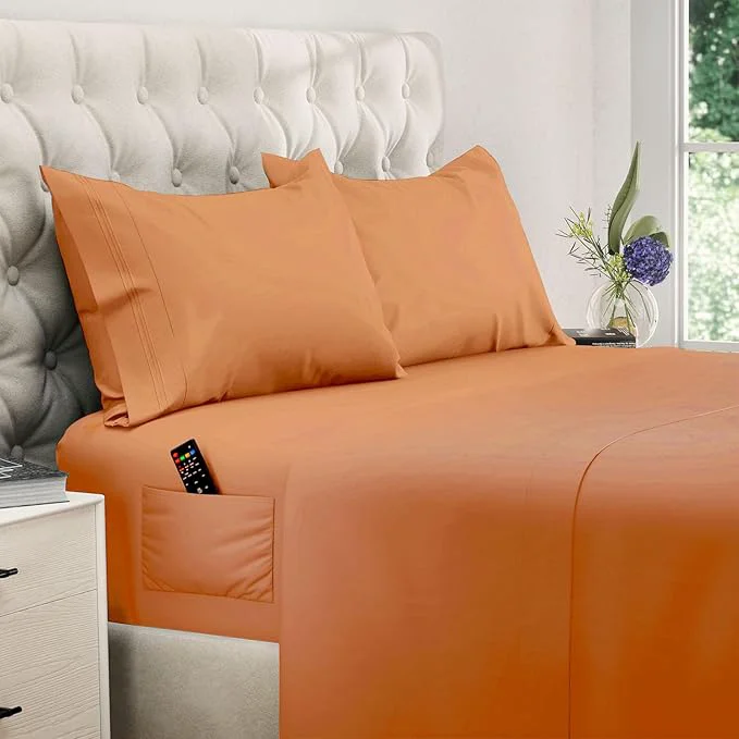 Responsible DREAMCARE King Size Sheets Set – Cooling Bed Sheets – 4pcs Set – up to 15 quot Deep Pocket King Sheet Set – Soft amp Long Lasting Cooling – Fine Brushed Polyester with Side Pocket Terracota Artisan