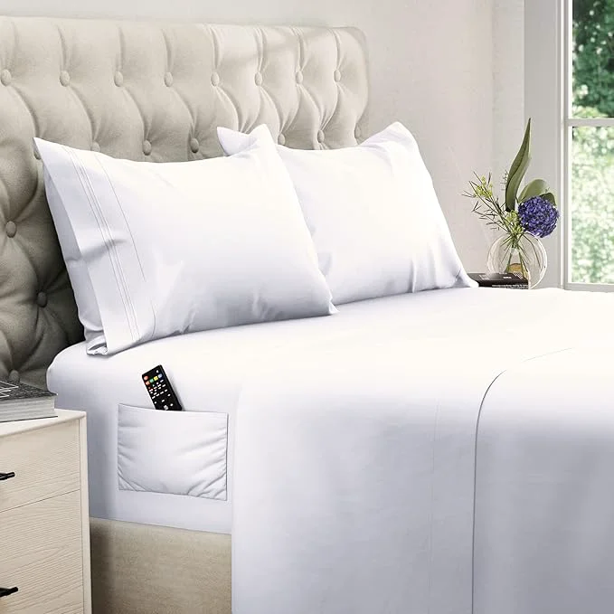 Comfortable DREAMCARE California King Sheet Sets – Cooling Bed Sheets – 4pcs Set – up to 15 quot Deep Pocket Cal King Sheets – California King Sheets – Soft amp Lasting Brushed Polyester with Side Pocket – White Excellent