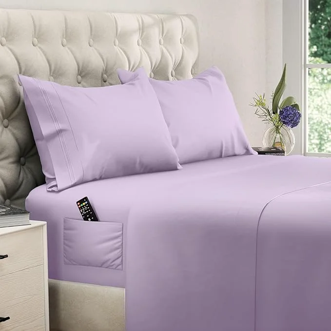 Smooth DREAMCARE Queen Sheet Set – 4 pcs Cooling Sheets – up to 21 Extra Deep Pocket Queen Sheets – Hotel Luxury Sheets amp Pillowcases – Superior Softness Microfiber with Side Pocket – Lavender Comfortable