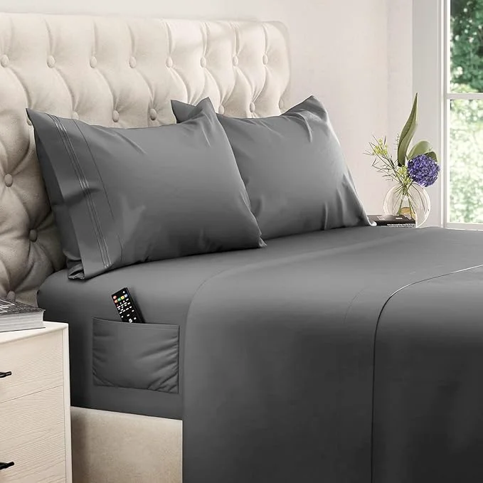 Versatile DREAMCARE Queen Size Sheets – Cooling Bed Sheets – 4pcs Set – up to 15 quot Deep Pocket Queen Sheet Set – Sheets Queen Size Bed – Soft amp Long Lasting Fine Brushed Polyester with Side Pocket – DGray Certified