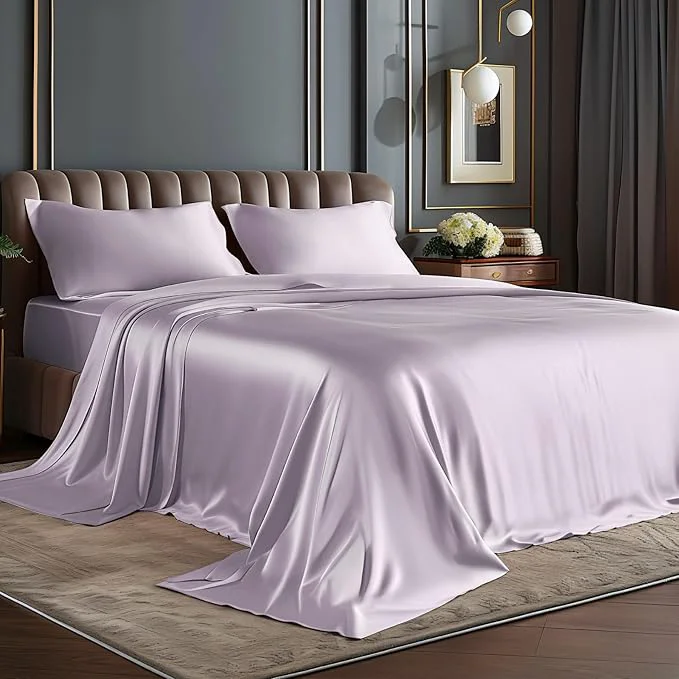 Authentic BEDELITE Satin Sheets Twin XL Size Bed Set Luxury Soft Lavender Silky Sheets for Hair and Skin Similar to Silk Bed Sheets Set 3 Pieces with 1 Deep Pocket Fitted Sheet 1 Flat Sheet and 1 Pillowcase Premium Material