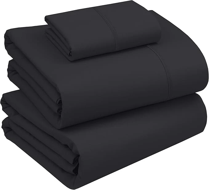 Fashionable RUVANTI Cotton Sheets – Twin XL Size Percale Bedding Cooling amp Breathable Durable with a Crisp Soft amp Comfortable Feel 16 quot Deep Pocket 3-Piece Set Jet Black Exclusive