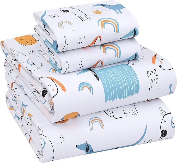 Flexible RUVANTI Cotton Sheets – Full Size Percale Bedding Cooling amp Breathable Floral Design Durable with a Crisp Soft amp Comfortable Feel 16 quot Deep Pocket 4-Piece Set Puppy Me World-Class