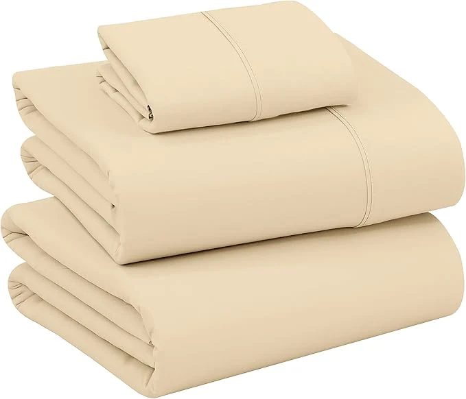 Trusted RUVANTI Cotton Sheets – Twin Size Percale Bedding Cooling amp Breathable Durable with a Crisp Soft amp Comfortable Feel 16 quot Deep Pocket 3-Piece Set Beige Official