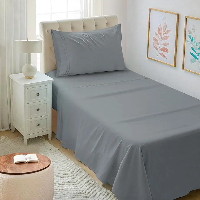 World-Class Mejoroom Twin XL Sheet Set – Hotel Luxury Microfiber Sheet amp Pillowcase Sets Fits College Dorm Room Mattress – Soft Breathable Wrinkle amp Fade Resistant – 3 Piece Gray Fashionable