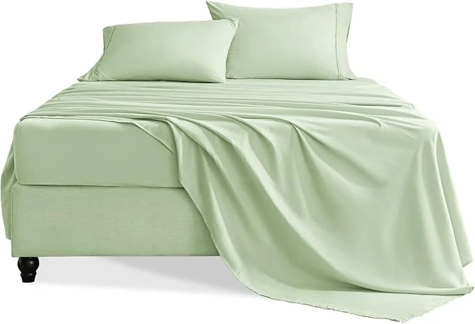 Reusable Queen Sheet Set 4 Pieces Hotel Luxury Soft Microfiber Queen Bed Sheets Set Up to 16 quot Deep Pockets Oeko-Tex Sheets with Elastic Breathable Wrinkle Sage Queen Environmentally Friendly