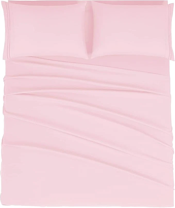 Certified Mejoroom California King Size Sheet Set – Soft Microfiber Bed Sheets Deep Pocket Fitted Sheet Breathable Wrinkle amp Fade Resistant – 4 Piece California King Blush Pink Authentic