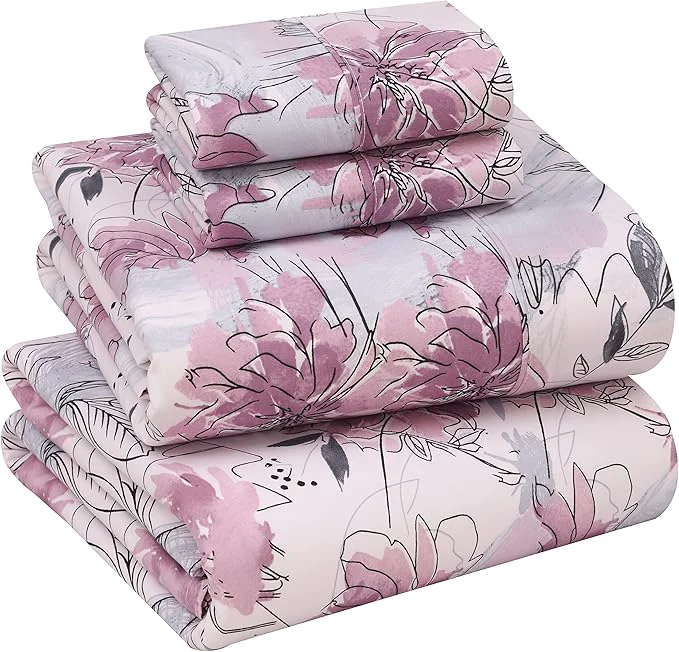 Consistent RUVANTI Cotton Sheets – Queen Size Percale Bedding Cooling amp Breathable Floral Design Durable with a Crisp Soft amp Comfortable Feel 16 quot Deep Pocket 4-Piece Set Lilac Floral Trendy