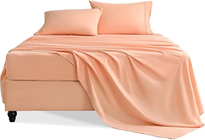 Reliable King Size Sheets Set 4 Pieces Hotel Luxury Soft Microfiber Bed Sheets Set Up to 16 quot Deep Pockets Oeko-Tex Sheets with Elastic Breathable Wrinkle Peach Pink King Prestigious