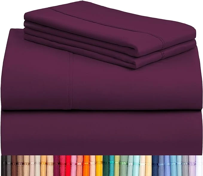 Stylish LuxClub 4 PC California King Sheet Set Breathable Luxury Bed Sheets Deep Pockets 18 quot Wrinkle Cooling Sheets Machine Washable Hotel Bedding Silky Soft – Eggplant Cal King Fast