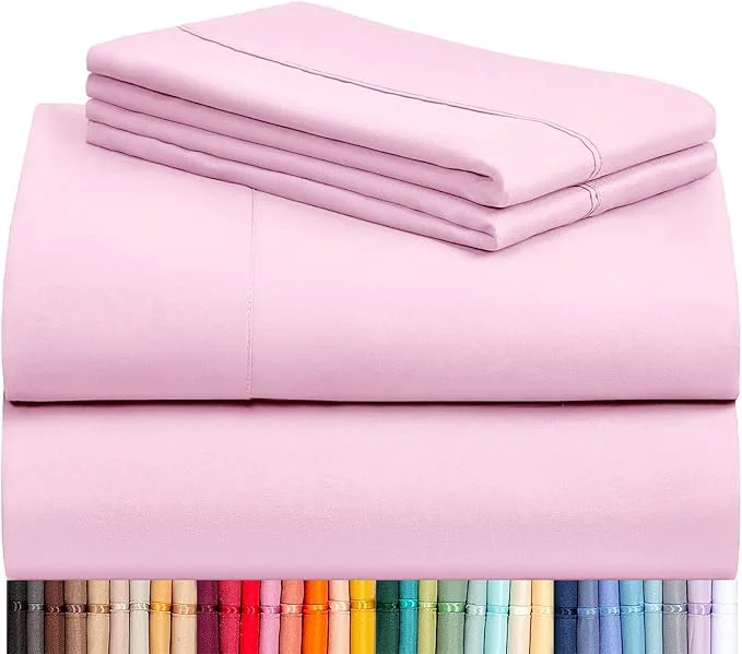 Stylish LuxClub 4 PC Sheet Set Bed Sheets Deep Pockets 16 quot Eco Friendly Wrinkle Cooling Machine Washable Hotel Bedding Silky Soft – Powder Pink King Flexible