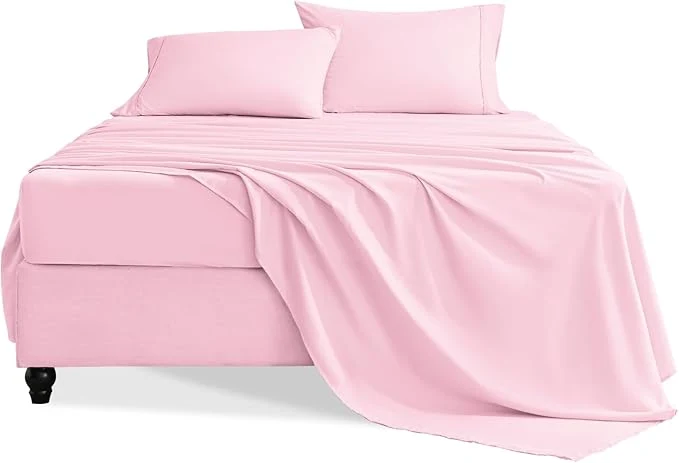 Sophisticated Queen Sheet Set 4 Pieces Hotel Luxury Soft Microfiber Queen Bed Sheets Set Up to 16 quot Deep Pockets Oeko-Tex Sheets with Elastic Breathable Wrinkle Light Pink Queen Natural