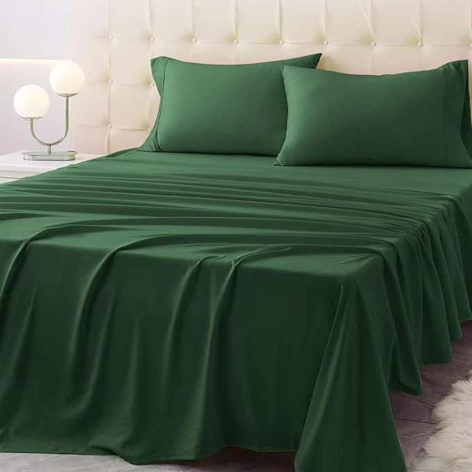 Premium Material Twin Size Bed Sheet Set – 3 Piece Soft Microfiber Sheets with Deep Pockets Cooling Technology and Wrinkle- Pillowcase. Hotel-Quality Durable Bedding Eden Green Exceptional