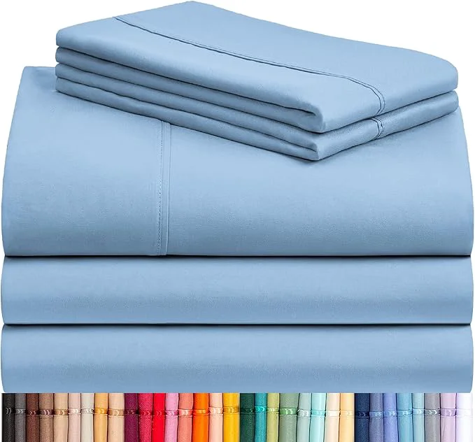 Smart LuxClub 5 PC Split King Sheet Set Breathable Luxury Bed Sheets Deep Pockets 18 quot Eco Friendly Wrinkle Cooling Sheets Machine Washable Hotel Bedding Silky Soft – Sky Split King Convenient