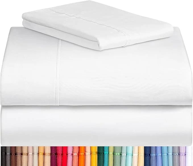 Elite LuxClub 3 PC Twin Sheet Set Deep Pockets Wrinkle Cooling Bed Sheets Hotel Bedding for Women Men Kids amp Teens Includes 1 Fitted Sheet 1 Flat Sheet and 1 Pillowcase-Silky Soft White Sustainable