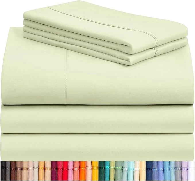 Recyclable LuxClub 5 PC Sheet Set Bed Sheets Deep Pockets 16 quot Eco Friendly Wrinkle Cooling Machine Washable Hotel Bedding Silky Soft – Sage Green Split King Organic