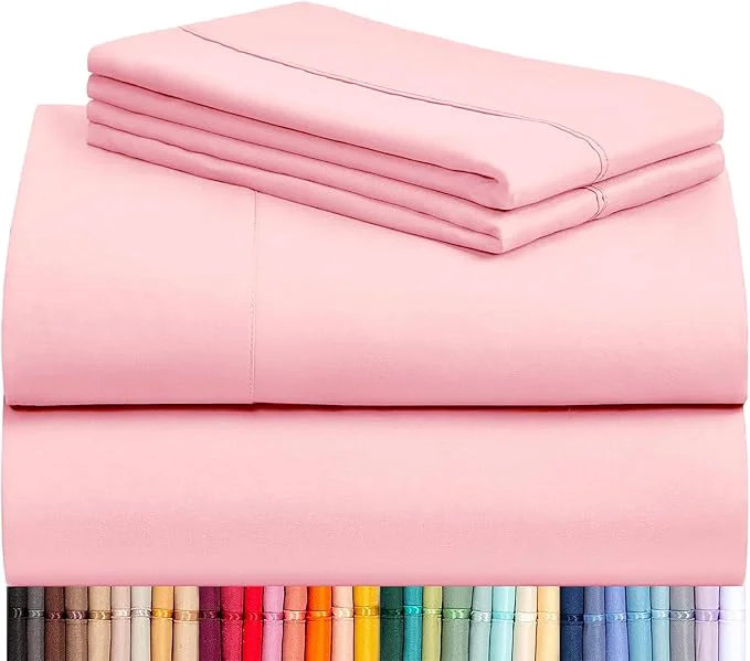 Smooth LuxClub 4 PC Sheet Set Bed Sheets Deep Pockets 16 quot Eco Friendly Wrinkle Cooling Machine Washable Hotel Bedding Silky Soft – Baby Pink King Classic