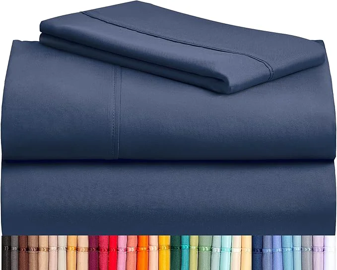 Specialty LuxClub Twin Sheets – Soft Kids Bed Sheet for Boys and Girls 4 PC Deep Pockets 18 quot Eco Friendly Wrinkle Machine Washable Hotel Bedding Silky Soft- Navy Verified