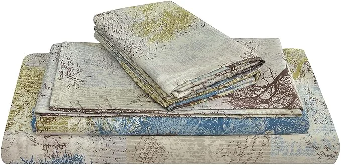 Selected JSD Rustic Print Sheet Set Cal King 4 Piece Tree Pattern Soft Microfiber Bedding Sheets Extra Deep Pocket Comfortable