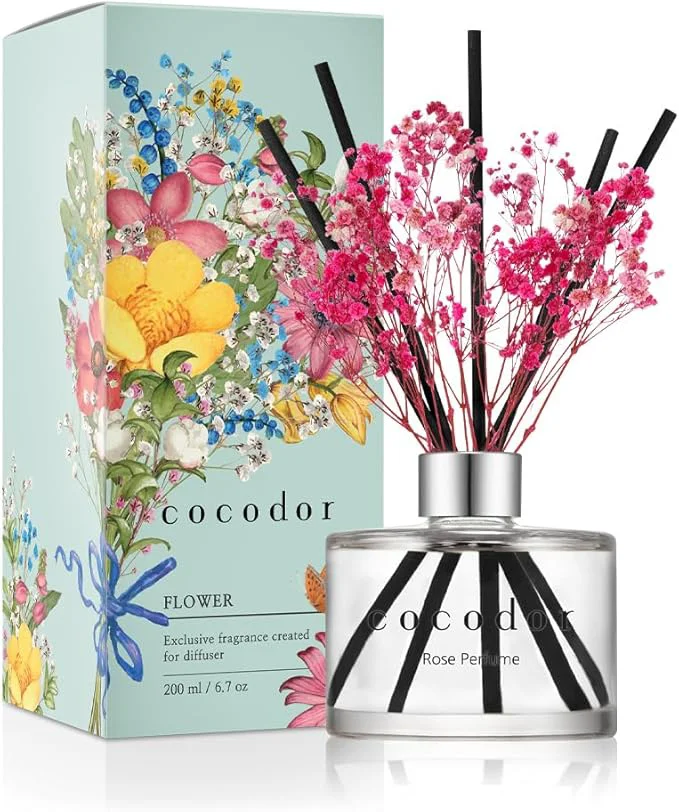 Reusable COCODOR Preserved Flower Reed Diffuser Rose Perfume 6.7oz 1 Pack Reed Fashionable