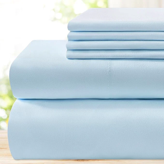 User-Friendly BYSURE 6 Pieces Bed Sheets Set King Baby Blue – Hotel Luxury Super Soft 1800 Thread Count Microfiber Sheets with Deep Pockets Wrinkle amp Fade Resistant Optimized