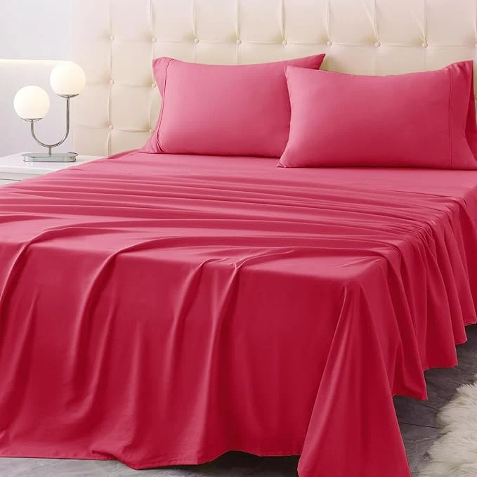 Safe Twin Size Bed Sheet Set – 3 Piece Soft Microfiber Sheets with Deep Pockets Cooling Technology and Wrinkle- Pillowcase. Hotel-Quality Durable Bedding Viva Magenta Official
