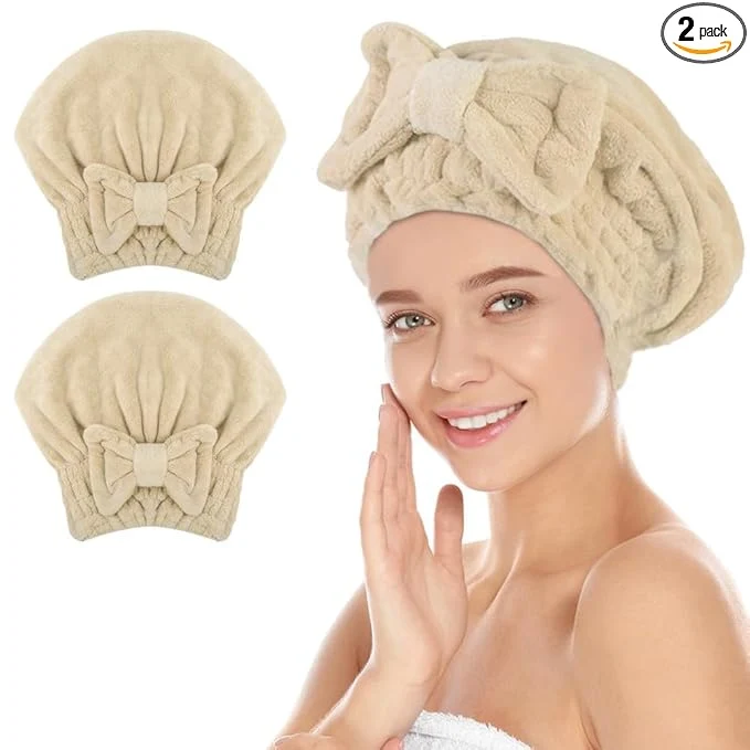 Exclusive SUNLAND Large Microfiber Hair Drying Caps Secure
