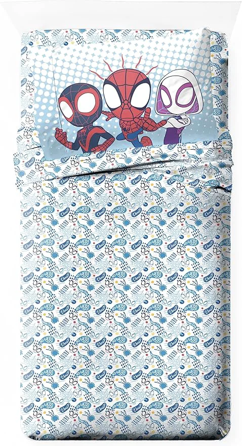 Casual Jay Franco Kids Sheet Set with Fitted Flat Sheets amp Pillow Cover – Ultra-Soft Bedding with Pillowcase for Room Decor Multi – Spidey amp Friends 3 Piece Twin Exclusive