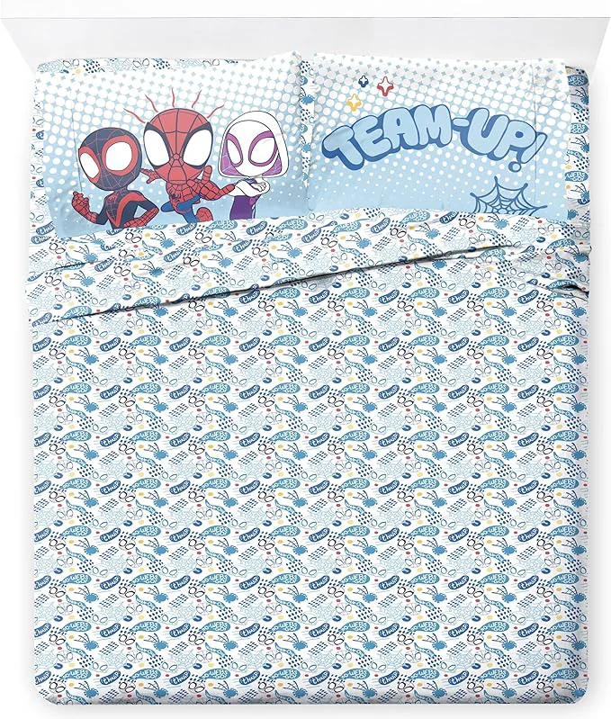 Selected Jay Franco Kids Sheet Set with Fitted Flat Sheets amp Pillow Cover – Ultra-Soft Bedding with Pillowcase for Room Decor Multi – Spidey amp Friends 4 Piece Full Carefully Designed