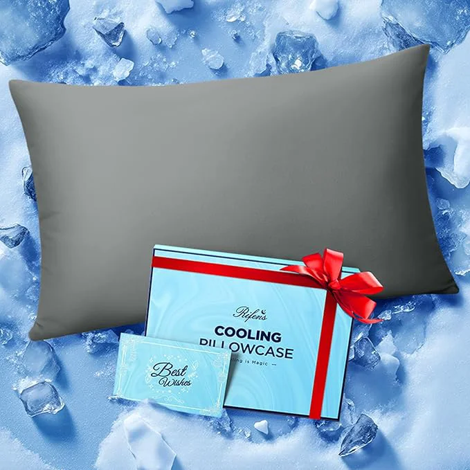 Artisan Ice Cooling Pillowcase for Hot Sleepers Instantly Cool Stays Cold All Night Softer Than Silk Pillow Cases Pillow Covers with Invisible Zipper Gift for Men amp Women – Standard Dark Gray 1 Pack Powerful